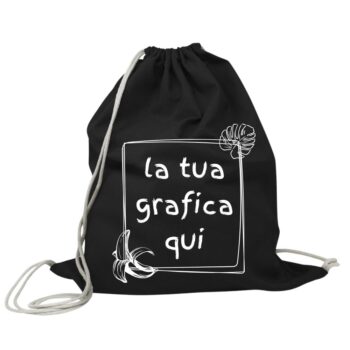zaino sacca nero personalizzabile con la tua grafica