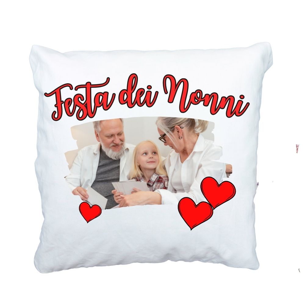 Cuscino Personalizzato con Foto Idea Regalo Nonni e Genitori