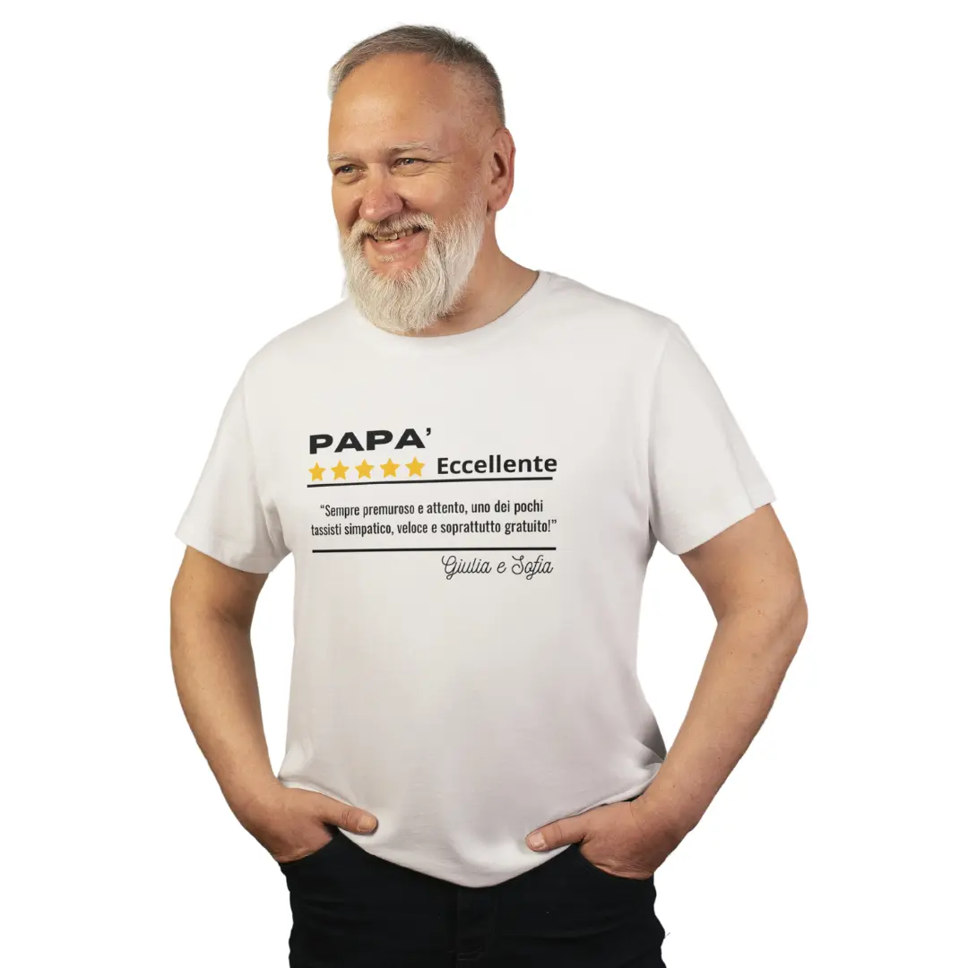 t-shirt personalizzata con recensione per il papà