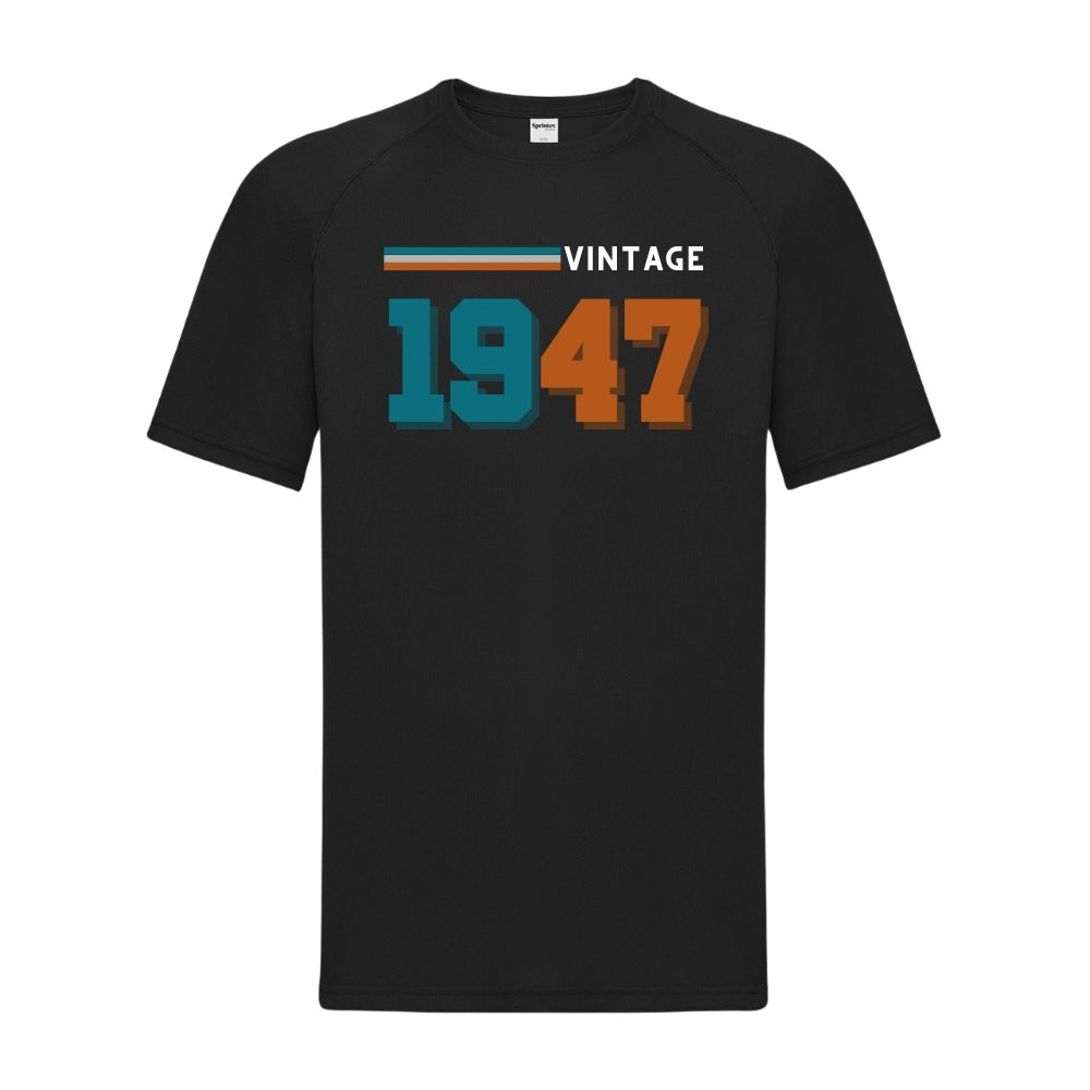 maglietta divertente personalizzabile bianca "vintage 1947"