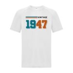 maglietta divertente personalizzabile bianca "vintage 1947"