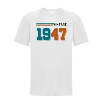 maglietta divertente personalizzabile bianca "vintage 1947"