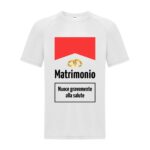 maglietta addio al celibato bianca "matrimonio, nuoce gravemente alla salute"