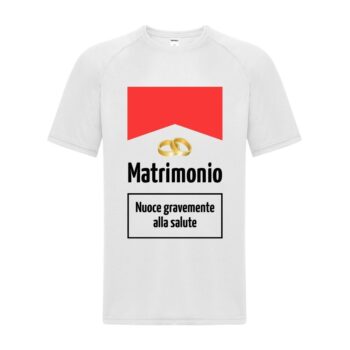 maglietta addio al celibato bianca "matrimonio, nuoce gravemente alla salute"