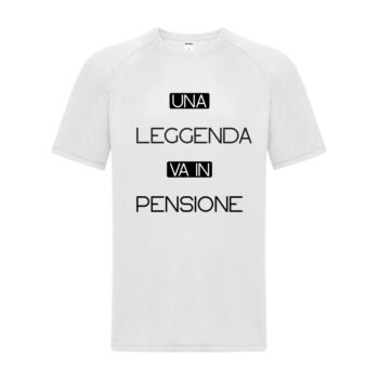 maglietta divertente bianca "una leggenda va in pensione"