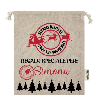 Sacchetto Regalo Natalizio Personalizzato con Nome